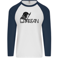 Spartan Gym Training Top Bodybuilding Mens L/S Baseball T-Shirt White/Navy Blue