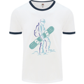 A Snowboarding Figure Snowboarder Mens Ringer T-Shirt White/Navy Blue