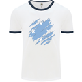 Torn Micronesia Flag Micronesian Day Football Mens Ringer T-Shirt White/Navy Blue