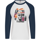 LGBT Onwards to Happiness Mens L/S Baseball T-Shirt White/Navy Blue
