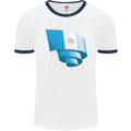 Curled Guatemala Flag Guatemalan Day Football Mens Ringer T-Shirt White/Navy Blue