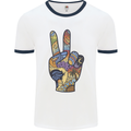 Vacation Peace Gesture Holiday Travel Mens Ringer T-Shirt White/Navy Blue