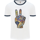 Vacation Peace Gesture Holiday Travel Mens Ringer T-Shirt White/Navy Blue