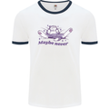 Maybe Never Lazy Cat Sleeping Mens Ringer T-Shirt White/Navy Blue