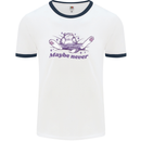 Maybe Never Lazy Cat Sleeping Mens Ringer T-Shirt White/Navy Blue