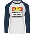 Funny Wheelie Motorbike Motocross MotoX Mens L/S Baseball T-Shirt White/Navy Blue