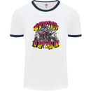 Quad Biking Adrenaline Off Road ATV Biker Mens Ringer T-Shirt White/Navy Blue