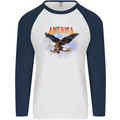 Eagle America Dreamer Soul Mens L/S Baseball T-Shirt White/Navy Blue