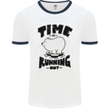 Time Running Out Climate Change Mens Ringer T-Shirt White/Navy Blue