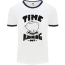 Time Running Out Climate Change Mens Ringer T-Shirt White/Navy Blue