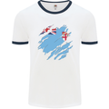 Torn Fiji Flag Fijian Day Football Mens Ringer T-Shirt White/Navy Blue