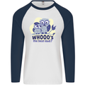 Whoos the Best Dad Funny Fathers Day Owl Mens L/S Baseball T-Shirt White/Navy Blue