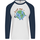 Help Me Climate Change Environment Mens L/S Baseball T-Shirt White/Navy Blue