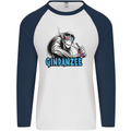 Ginpanzee Funny Gin Drinker Monkey Alcohol Mens L/S Baseball T-Shirt White/Navy Blue