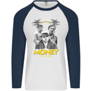 Money Team Pablo Escobar El Chapo Al Capone Mens L/S Baseball T-Shirt White/Navy Blue