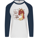 When a Dragon Smiles Fantasy RPG Mens L/S Baseball T-Shirt White/Navy Blue