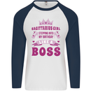 Sagittarius Girl Birthday 21st 30th 40th 50th Mens L/S Baseball T-Shirt White/Navy Blue