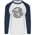 Earth Rotation Astronomy Planets Universe Mens L/S Baseball T-Shirt White/Navy Blue