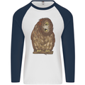 A Funny Owl Mens L/S Baseball T-Shirt White/Navy Blue