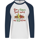 I'm a Vegan My b12 Is Fine Funny Mens L/S Baseball T-Shirt White/Navy Blue
