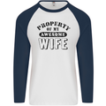 Property of My Awesome Wife Valentine's Day Mens L/S Baseball T-Shirt White/Navy Blue
