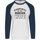Property of My Awesome Wife Valentine's Day Mens L/S Baseball T-Shirt White/Navy Blue