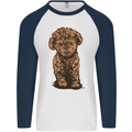 Dogs Cute Labradoodle Puppy Mens L/S Baseball T-Shirt White/Navy Blue