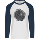 A Porcupine Mens L/S Baseball T-Shirt White/Navy Blue