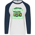 Will Trade Brother For Tractor Farmer Mens L/S Baseball T-Shirt White/Navy Blue