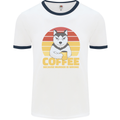 Coffee Because Murder is Wrong Funny Dog Mens Ringer T-Shirt White/Navy Blue