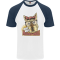 Wuff Wuff Madafacas Funny Dog Mens S/S Baseball T-Shirt White/Navy Blue