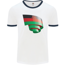 Curled Malawi Flag Malawian Day Football Mens Ringer T-Shirt White/Navy Blue
