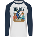 Deadly Games Ouija Board For Kids Grim Reaper Mens L/S Baseball T-Shirt White/Navy Blue