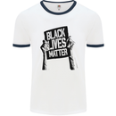 Black Lives Matter Sign Racial Equality Mens Ringer T-Shirt White/Navy Blue