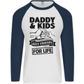 Daddy & Kids Best Friends Father's Day Mens L/S Baseball T-Shirt White/Navy Blue