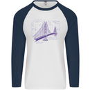 Bridge Equation Physics Maths Geek Mens L/S Baseball T-Shirt White/Navy Blue