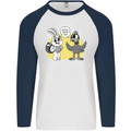 Easter Funny Chicken Eggs & Rabbit Mens L/S Baseball T-Shirt White/Navy Blue