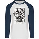 Pick Your Poison Beer Alcohol Skeleton Skull Mens L/S Baseball T-Shirt White/Navy Blue