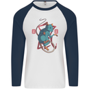 Chinese Zodiac Shengxiao Year of the Rat Mens L/S Baseball T-Shirt White/Navy Blue