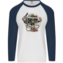 Let's Play Funny Gamer Gaming Mens L/S Baseball T-Shirt White/Navy Blue