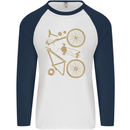 Bicycle Parts Cycling Cyclist Bike Funny Mens L/S Baseball T-Shirt White/Navy Blue