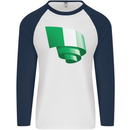 Curled Nigeria Flag Nigerian Day Football Mens L/S Baseball T-Shirt White/Navy Blue