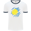 Torn Palau Flag Palauan Day Football Mens Ringer T-Shirt White/Navy Blue