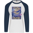 Diver Same Planet Different World Mens L/S Baseball T-Shirt White/Navy Blue