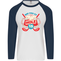 Golf See You at Hole Funny 19th Hole Beer Mens L/S Baseball T-Shirt White/Navy Blue