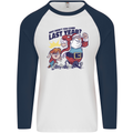 Christmas Santa Naughty List Funny Xmas Mens L/S Baseball T-Shirt White/Navy Blue