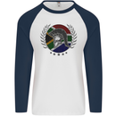 South Africa Bodybuilding Gym Training African Mens L/S Baseball T-Shirt White/Navy Blue