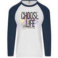 Choose Life Mens L/S Baseball T-Shirt White/Navy Blue