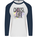 Choose Life Mens L/S Baseball T-Shirt White/Navy Blue