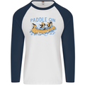 White Water Rafting Paddle On Whitewater Mens L/S Baseball T-Shirt White/Navy Blue